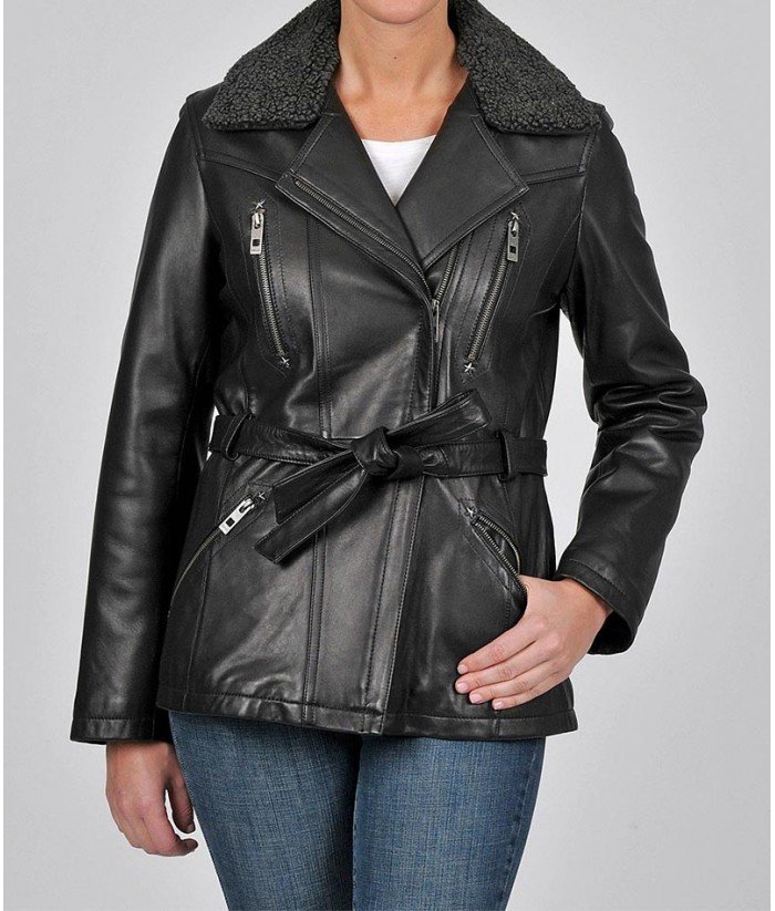 MOZRI 100% Genuine Leather Jacket for Women's